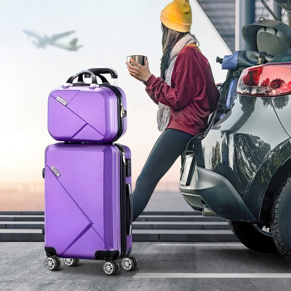 LGS-A2-2PCS-PP Mazam 2PCS Luggage Suitcase Trolley Set Travel TSA Lock Storage Hard Case Purple