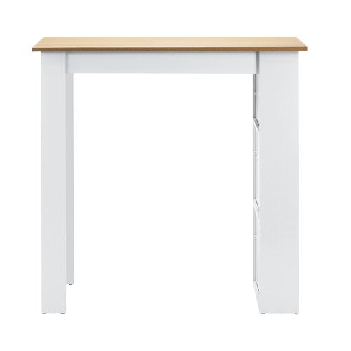 BS-TAB-CARR-WHWD Oikiture Bar Table Dining Storage Shelf Kitchen Pub Home Office Desk Wine Rack