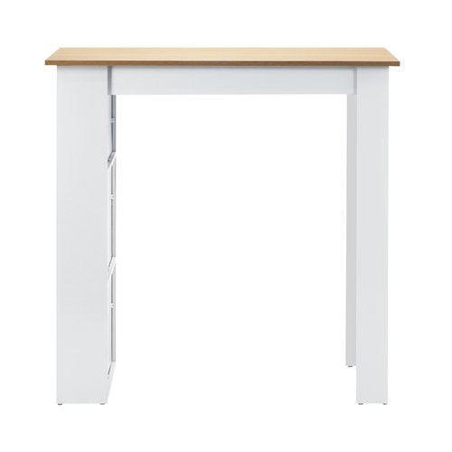 BS-TAB-CARR-WHWD Oikiture Bar Table Dining Storage Shelf Kitchen Pub Home Office Desk Wine Rack