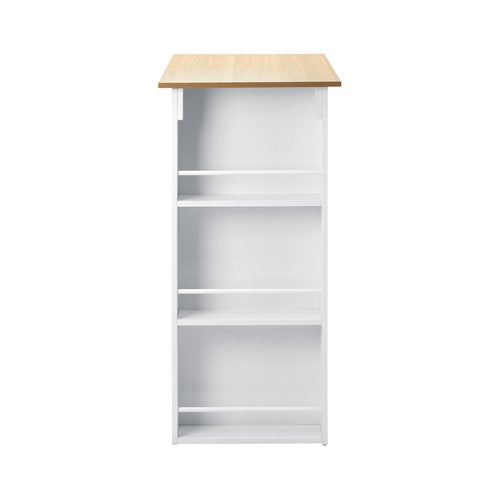 BS-TAB-CARR-WHWD Oikiture Bar Table Dining Storage Shelf Kitchen Pub Home Office Desk Wine Rack