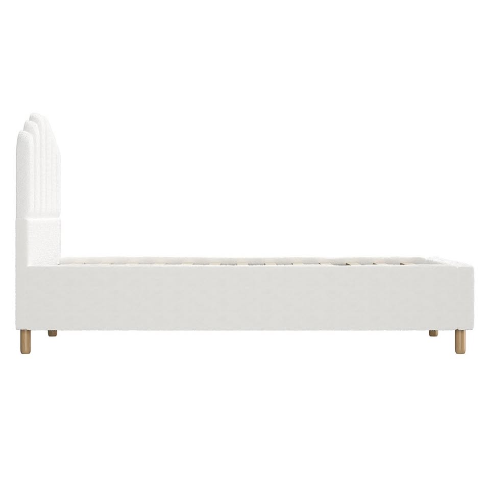 BF-B-SLON-S-SP-WH-AB Ellora Boucle Bed Frame SINGLE size