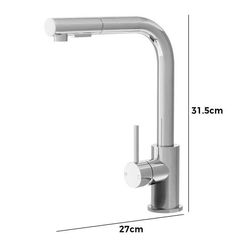 POKF-ST-314-CH Welba Kitchen Mixer Tap Pull Out Faucet Sink Basin Brass Swivel 2 Modes Chrome