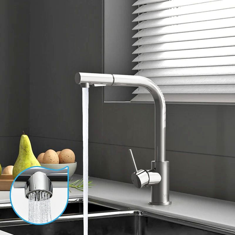 POKF-ST-314-CH Welba Kitchen Mixer Tap Pull Out Faucet Sink Basin Brass Swivel 2 Modes Chrome