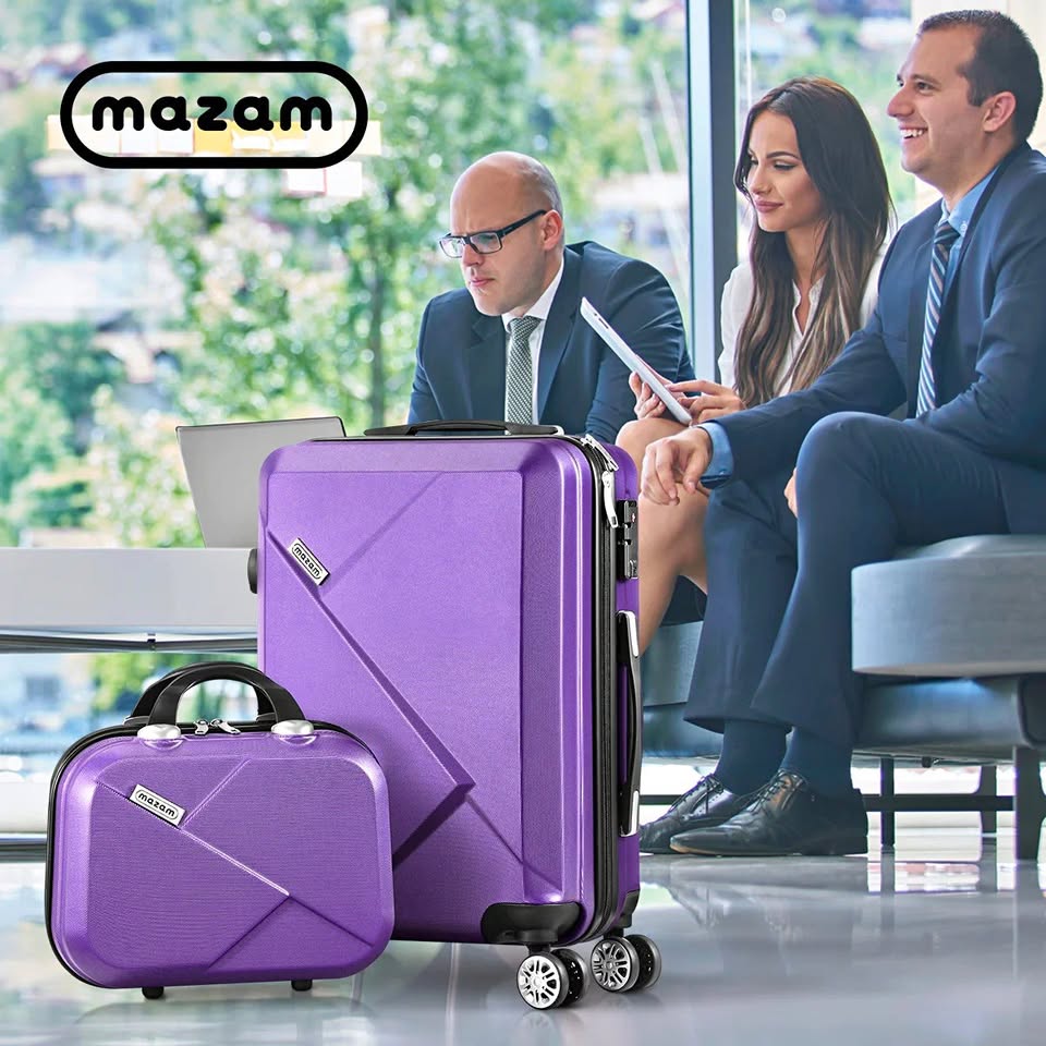 LGS-A2-2PCS-PP Mazam 2PCS Luggage Suitcase Trolley Set Travel TSA Lock Storage Hard Case Purple