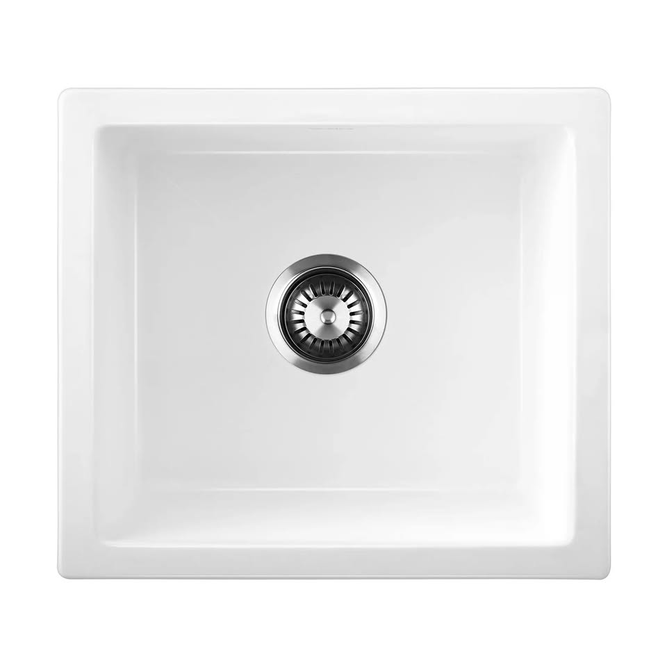GSK-4641-WH Welba Kitchen White Sink 460x410mm Granite Stone Laundry Basin Under/Top Single Bowl