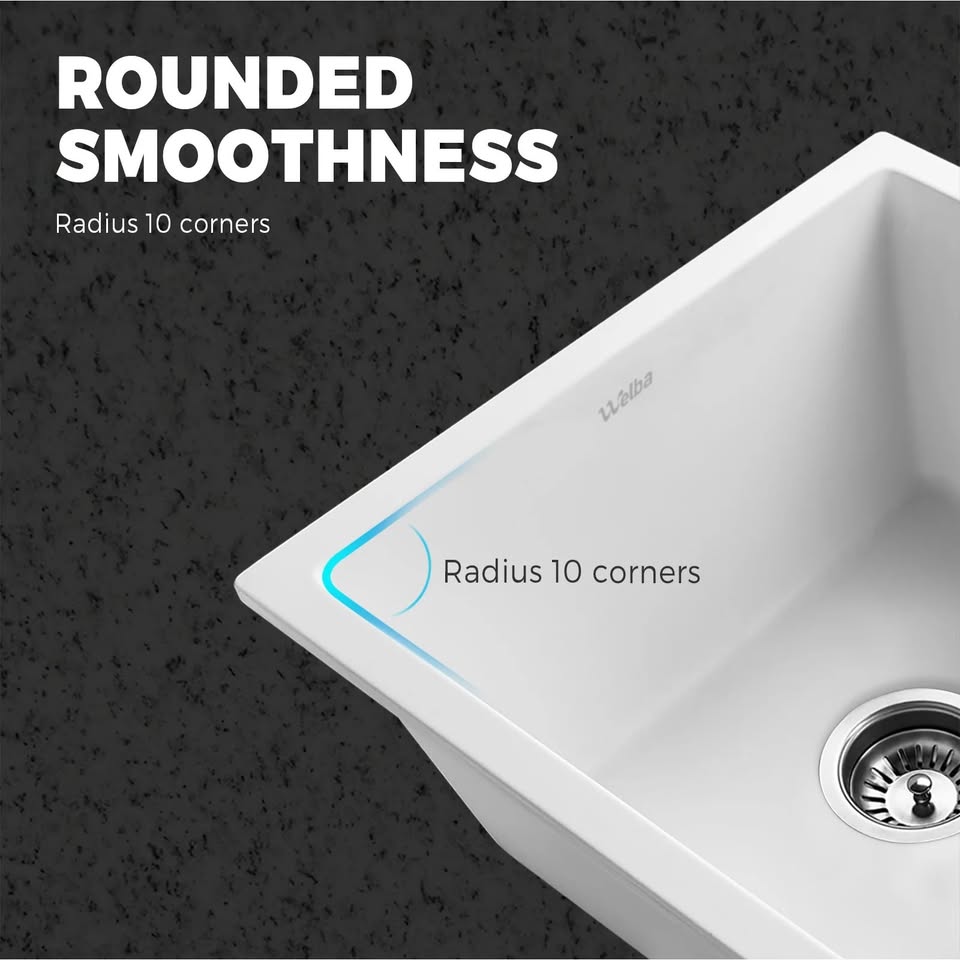 GSK-4641-WH Welba Kitchen White Sink 460x410mm Granite Stone Laundry Basin Under/Top Single Bowl