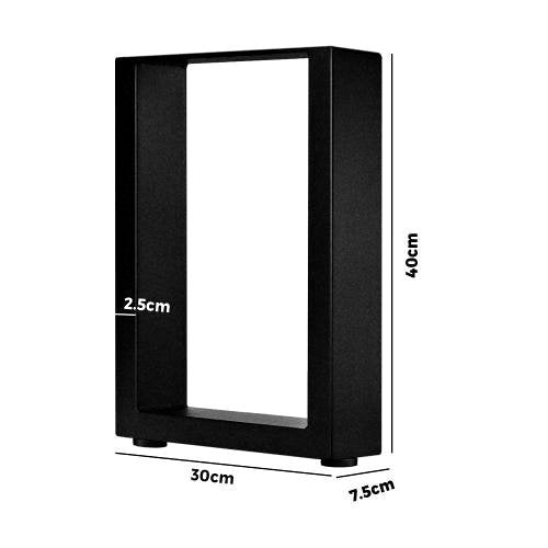 TBL-B1-S1-BK Oikiture Table Legs x2 Metal Rectangle DIY Desk 40 x 30cm