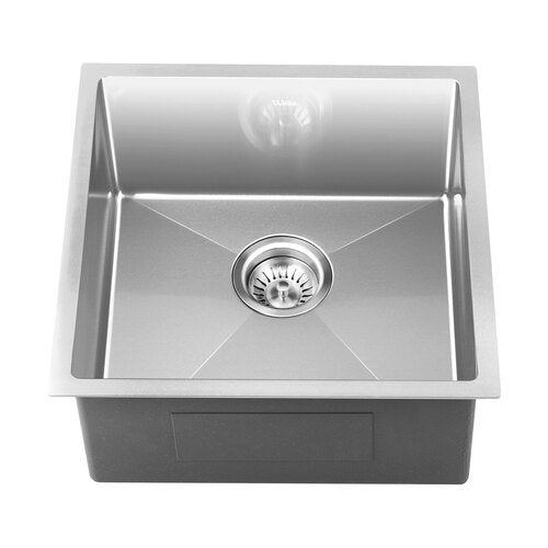 SSK-C-4444-SI Welba Kitchen Sink 44X44CM Stainless Steel Single Bowl Basin With Waste Silver