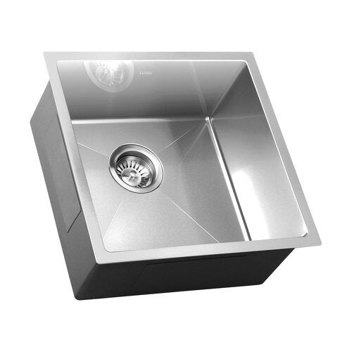 SSK-C-4444-SI Welba Kitchen Sink 44X44CM Stainless Steel Single Bowl Basin With Waste Silver