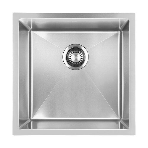 SSK-C-4444-SI Welba Kitchen Sink 44X44CM Stainless Steel Single Bowl Basin With Waste Silver