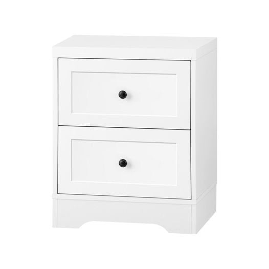 BT-HAMP-WH Oikiture Bedside Tables 2 Drawers White