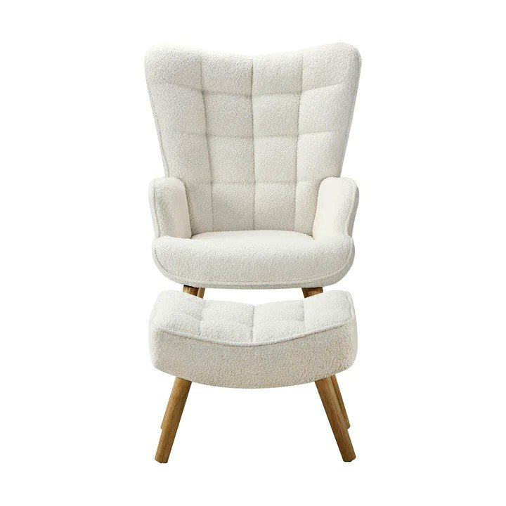 ACH-ST-A2-SP-WH Armchair Lounge Chair Ottoman Accent Armchairs Sherpa Sofa Chairs White