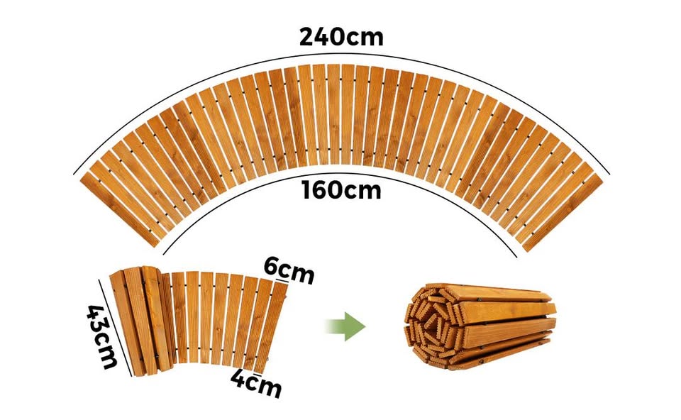 OD-WD-PWC-WD Livsip Garden Wooden Pathway 8ft Curved Roll-Out Wood Walkway Outdoor Backyard