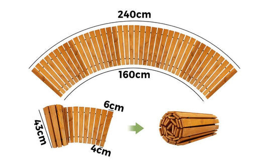 OD-WD-PWC-WD Livsip Garden Wooden Pathway 8ft Curved Roll-Out Wood Walkway Outdoor Backyard