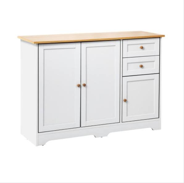 SB-NED-A29-WHWD-AB Oikiture Chest of Drawers with 2 Drawers and 2 Cabinet Buffet Sideboard Hallway Storage