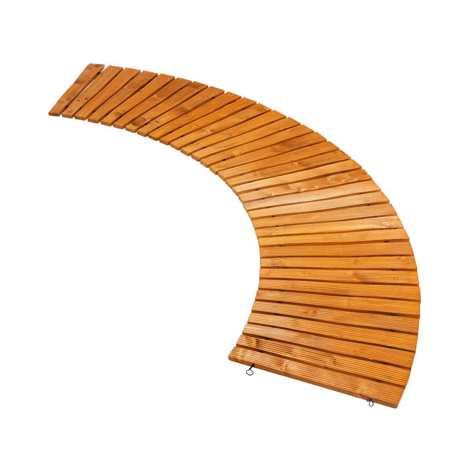 OD-WD-PWC-WD Livsip Garden Wooden Pathway 8ft Curved Roll-Out Wood Walkway Outdoor Backyard