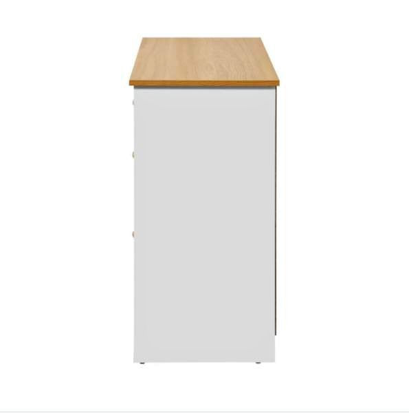 SB-NED-A29-WHWD-AB Oikiture Chest of Drawers with 2 Drawers and 2 Cabinet Buffet Sideboard Hallway Storage