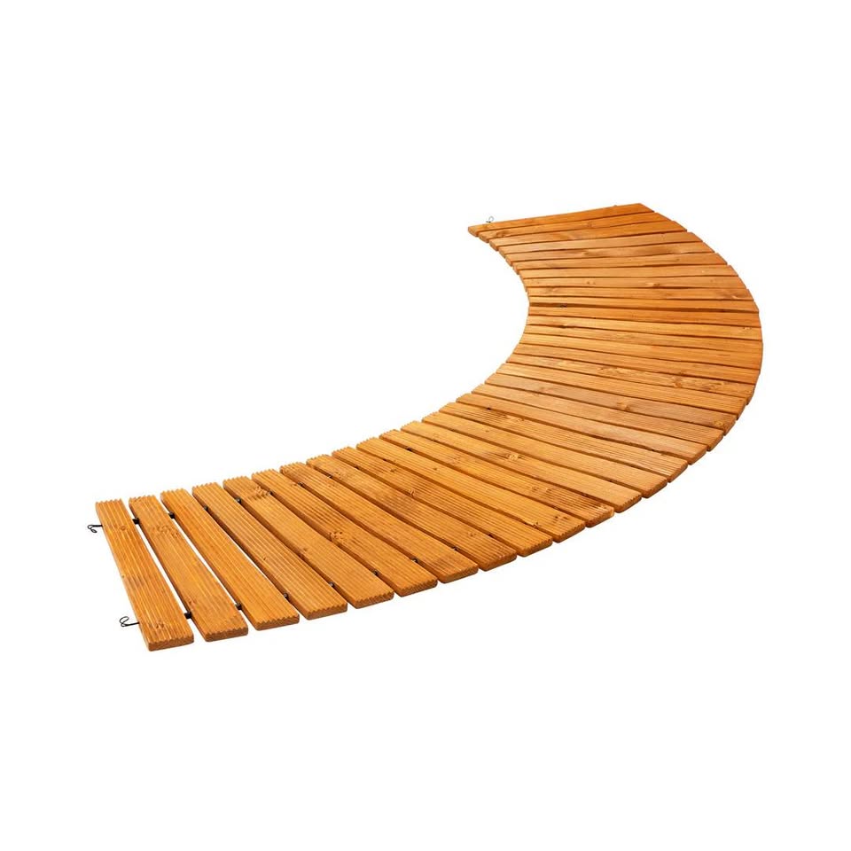 OD-WD-PWC-WD Livsip Garden Wooden Pathway 8ft Curved Roll-Out Wood Walkway Outdoor Backyard