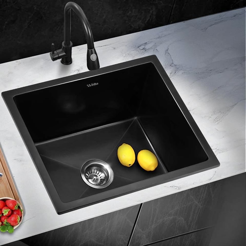 GSK-4641-BK Welba Kitchen Sink Basin Stone Sink Bathroom Laundry Single Bowl 460mmx410mm