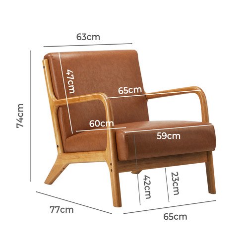 ACH-AGB7-LEA-BR Living Fusion Kamden Faux Leather Armchair