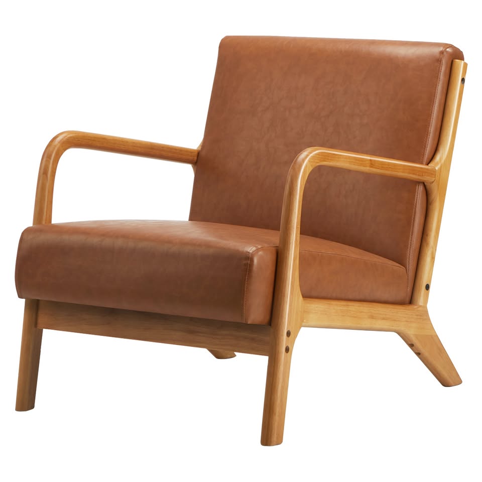 ACH-AGB7-LEA-BR Living Fusion Kamden Faux Leather Armchair