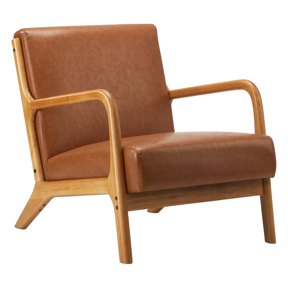 ACH-AGB7-LEA-BR Living Fusion Kamden Faux Leather Armchair