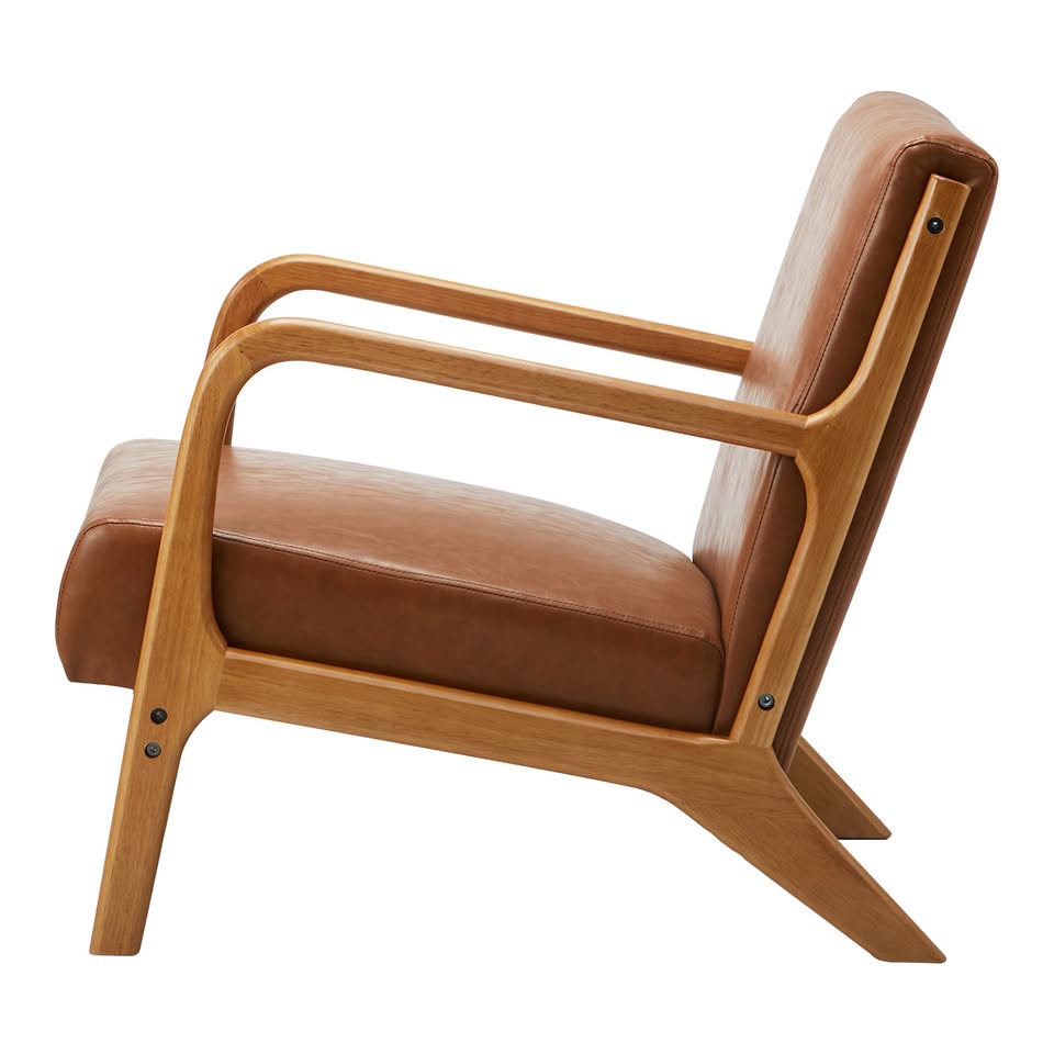 ACH-AGB7-LEA-BR Living Fusion Kamden Faux Leather Armchair