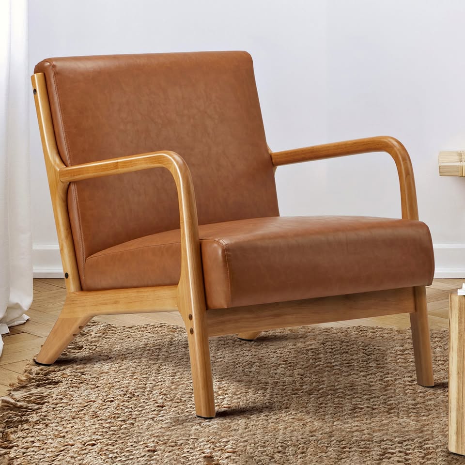 ACH-AGB7-LEA-BR Living Fusion Kamden Faux Leather Armchair