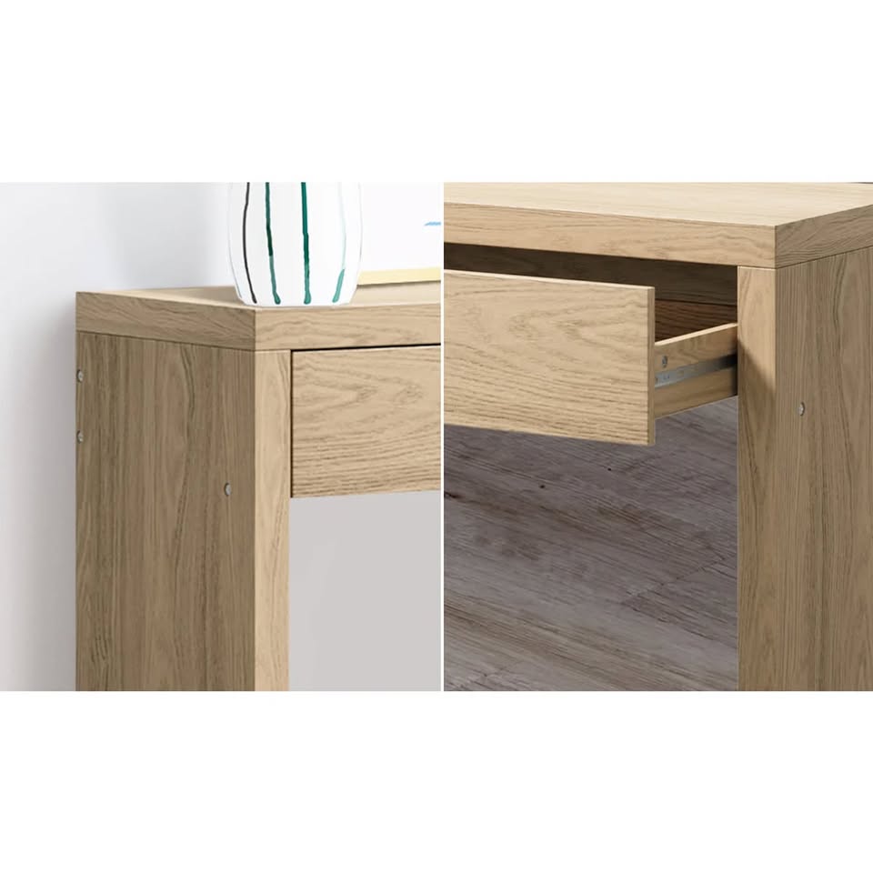 CST-LEAH-WD Oikiture Console Table Wood Sofa Table Hall Side Entry with Drawer Natural