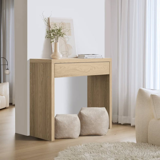 CST-LEAH-WD Oikiture Console Table Wood Sofa Table Hall Side Entry with Drawer Natural
