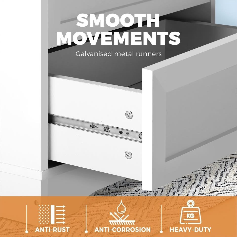BT-HAMP-WH Oikiture Bedside Tables 2 Drawers White