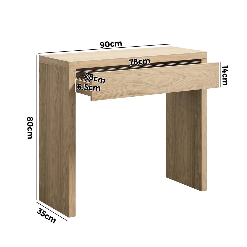 CST-LEAH-WD Oikiture Console Table Wood Sofa Table Hall Side Entry with Drawer Natural