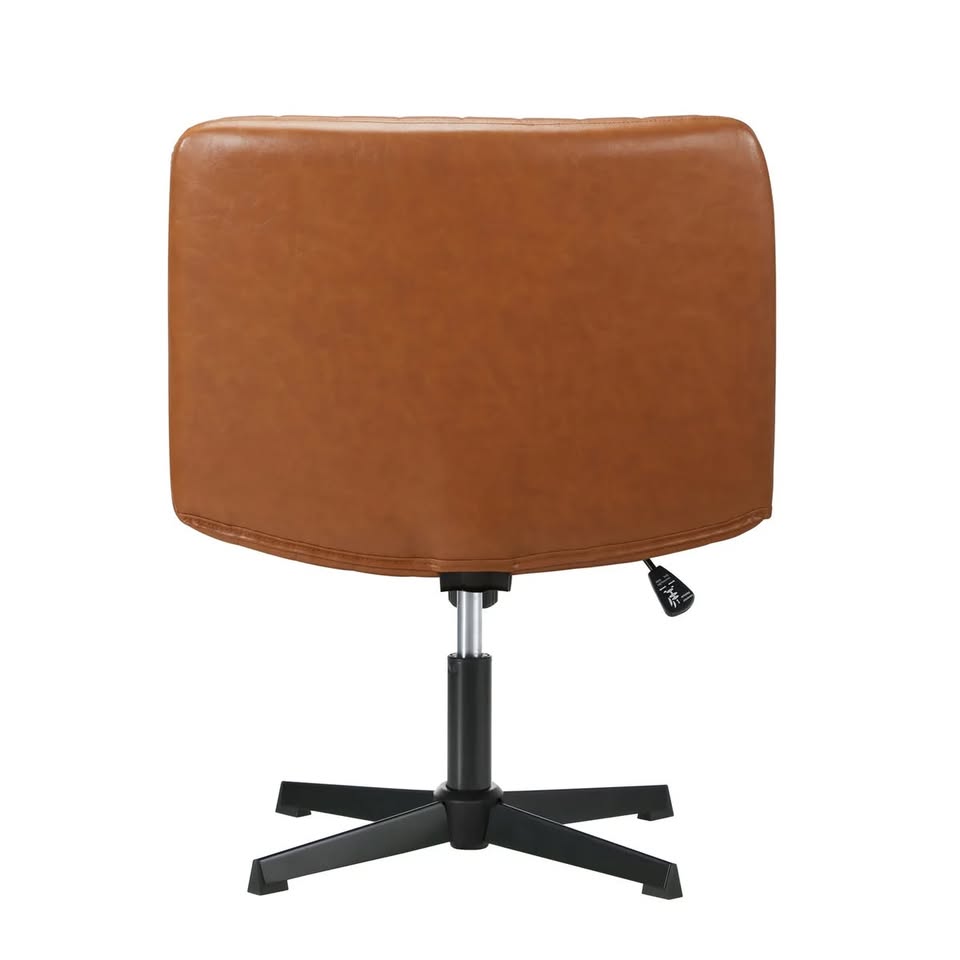 OCH-D1-CROSS-LEA-BR Oikiture Mid Back Armless Office Desk Chair Wide Seat PU Leather Brown