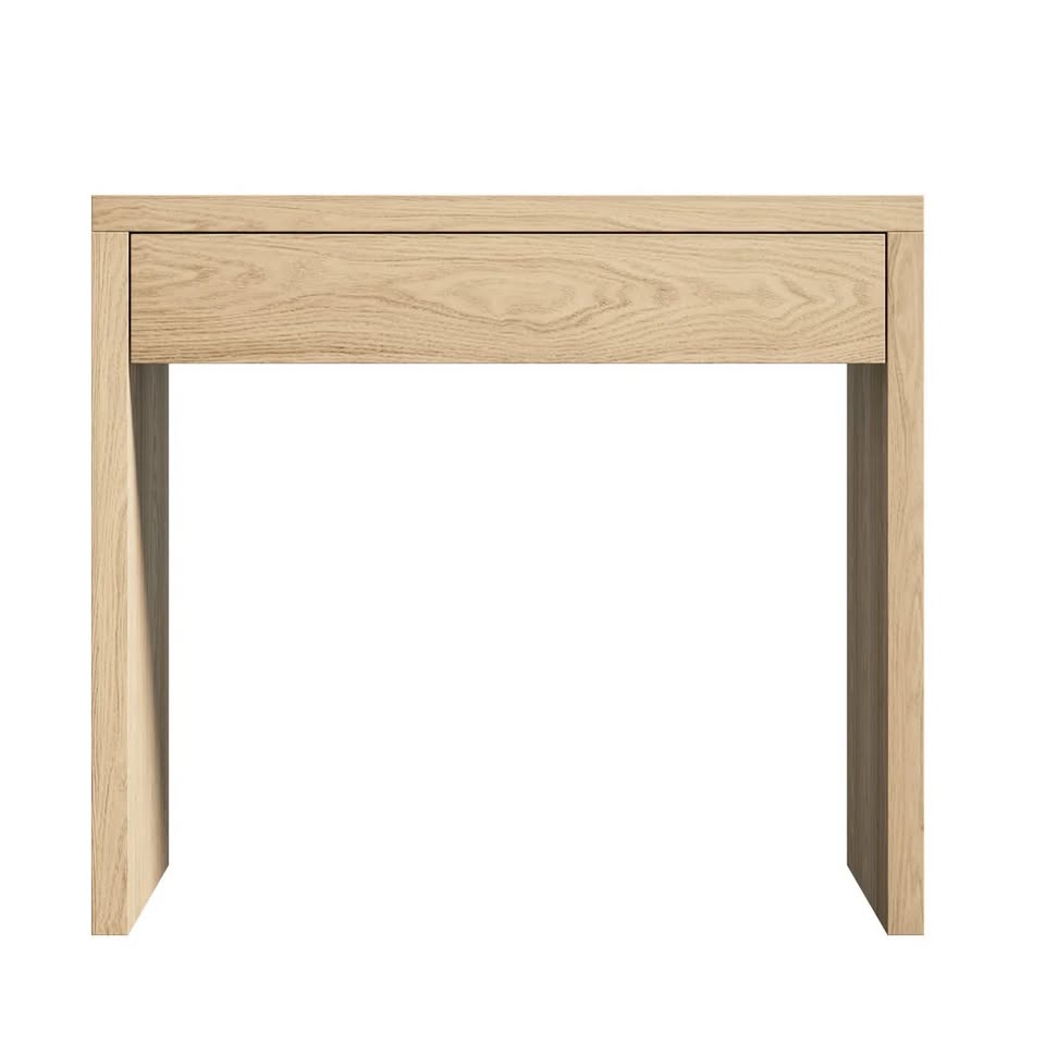 CST-LEAH-WD Oikiture Console Table Wood Sofa Table Hall Side Entry with Drawer Natural