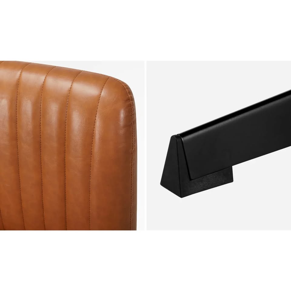 OCH-D1-CROSS-LEA-BR Oikiture Mid Back Armless Office Desk Chair Wide Seat PU Leather Brown