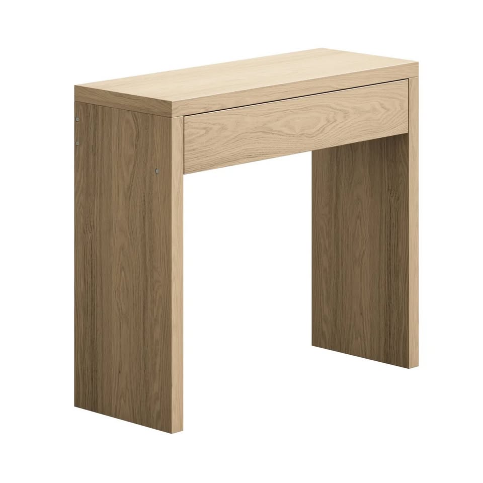CST-LEAH-WD Oikiture Console Table Wood Sofa Table Hall Side Entry with Drawer Natural