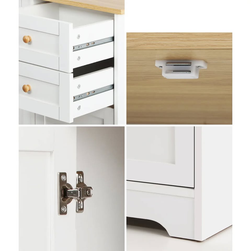SB-NED-A29-WHWD-AB Oikiture Chest of Drawers with 2 Drawers and 2 Cabinet Buffet Sideboard Hallway Storage