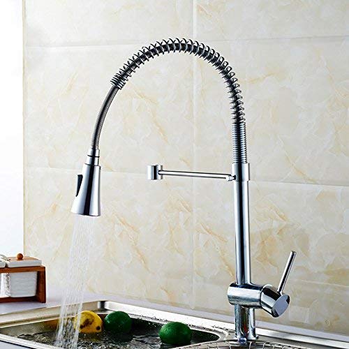 82H10-CHR Chrome Finished Brass Spring Kitchen Faucet - Pull Out Spray Head (D-82H10-CHR)