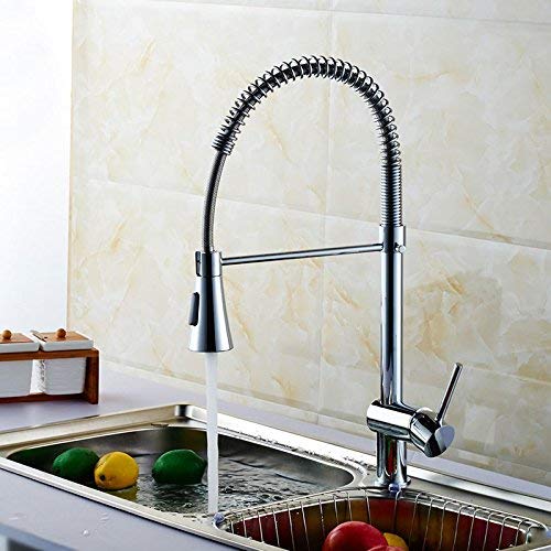 82H10-CHR Chrome Finished Brass Spring Kitchen Faucet - Pull Out Spray Head (D-82H10-CHR)