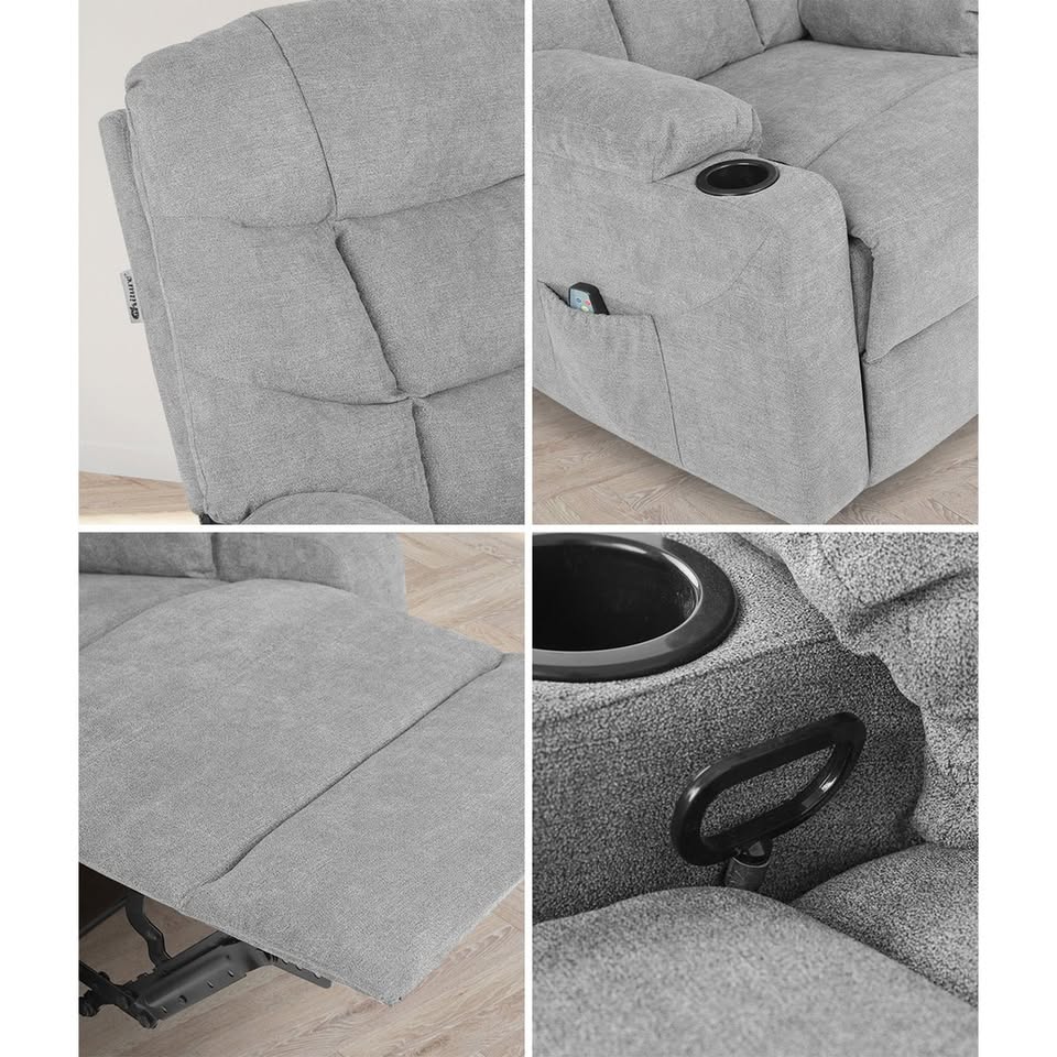 RCH-B3-PARI-GY-AB Oikiture Recliner Chair Sofa Lounge Grey