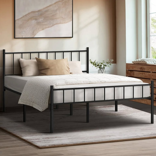MBF-COMA-D-BK Oikiture Bed Frame Double Size Metal Base Platform Foundation Black
