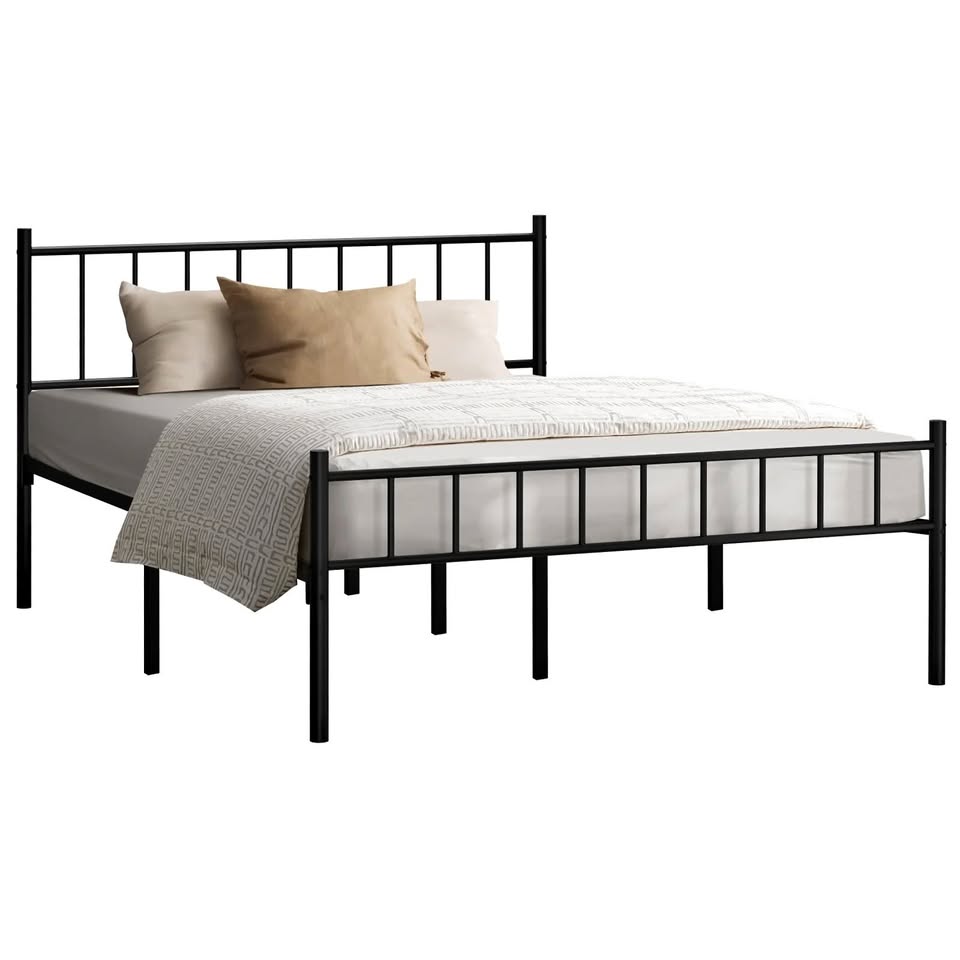 MBF-COMA-D-BK Oikiture Bed Frame Double Size Metal Base Platform Foundation Black