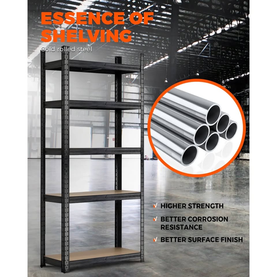 WR-A1-S2-BK Sharptoo Warehouse Shelving Garage Shelves Storage Rack Steel Pallet Racking 180cm x 90cm x 40cm