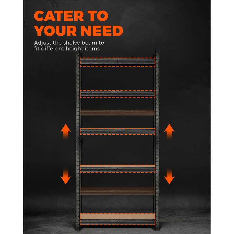 WR-A1-S2-BK Sharptoo Warehouse Shelving Garage Shelves Storage Rack Steel Pallet Racking 180cm x 90cm x 40cm