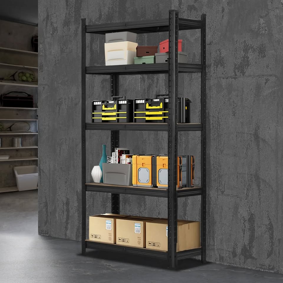 WR-A1-S2-BK Sharptoo Warehouse Shelving Garage Shelves Storage Rack Steel Pallet Racking 180cm x 90cm x 40cm