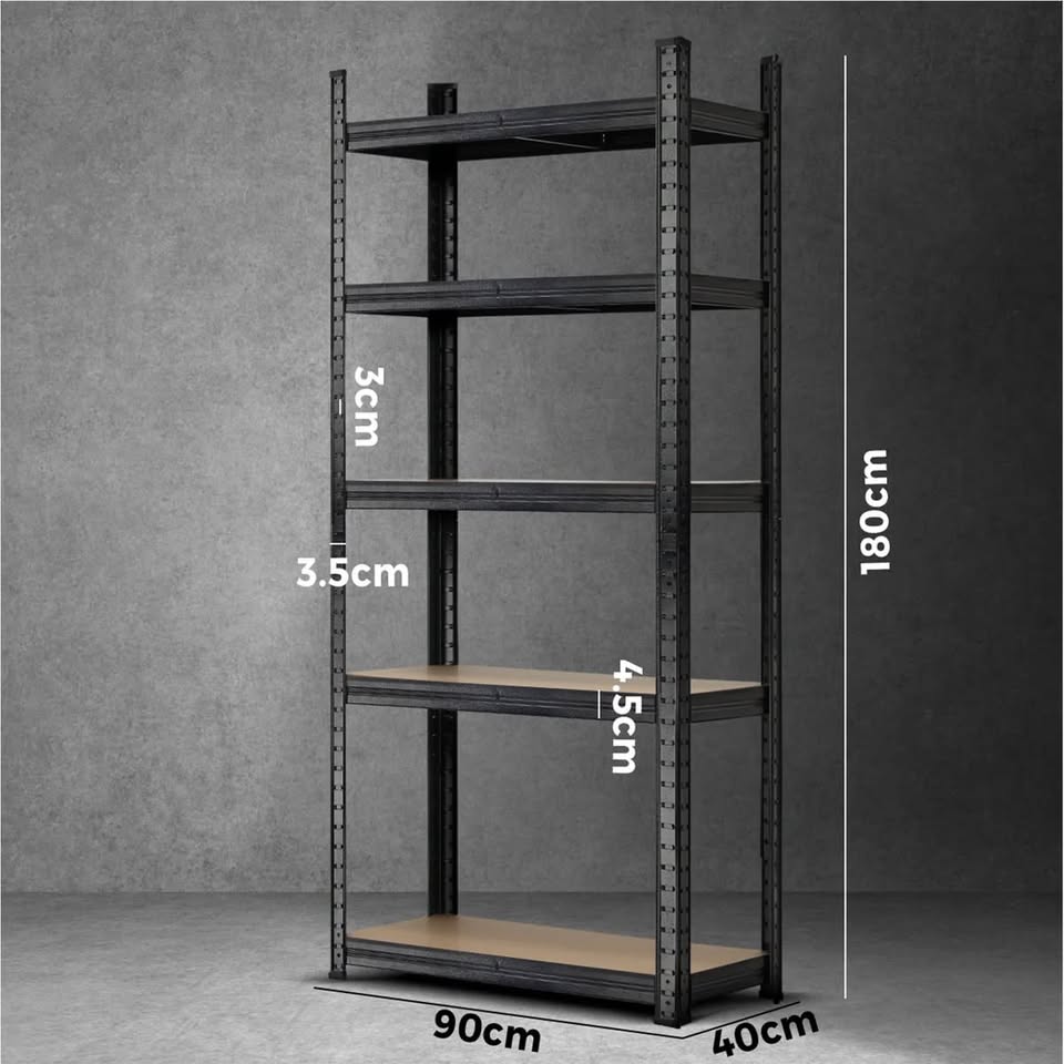 WR-A1-S2-BK Sharptoo Warehouse Shelving Garage Shelves Storage Rack Steel Pallet Racking 180cm x 90cm x 40cm
