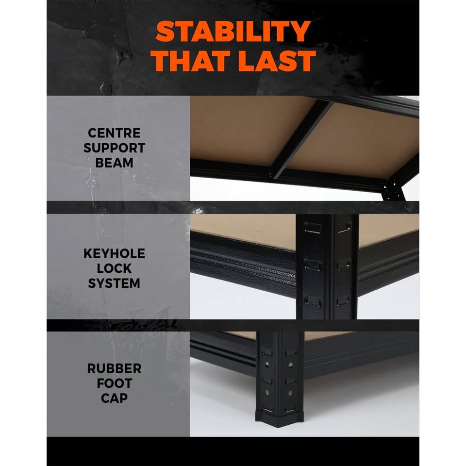 WR-A1-S2-BK Sharptoo Warehouse Shelving Garage Shelves Storage Rack Steel Pallet Racking 180cm x 90cm x 40cm