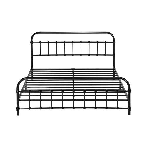 MBF-CAS-D-BK Oikiture Metal Bed Frame Double Size Railing-style Black