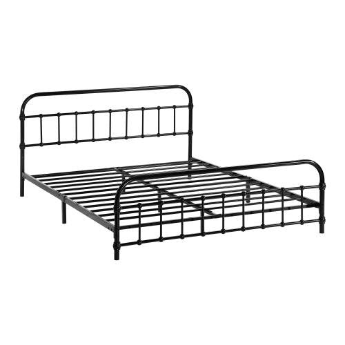 MBF-CAS-D-BK Oikiture Metal Bed Frame Double Size Railing-style Black