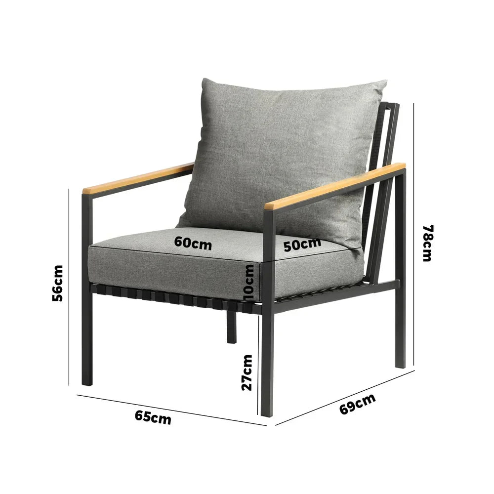 OPS-SOFA-CH-BK Outdoor Lounge Dining Chairs Patio Furniture Lounge Setting